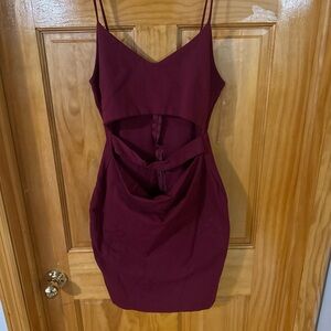 Elegant Burgundy Cut-Out Dress